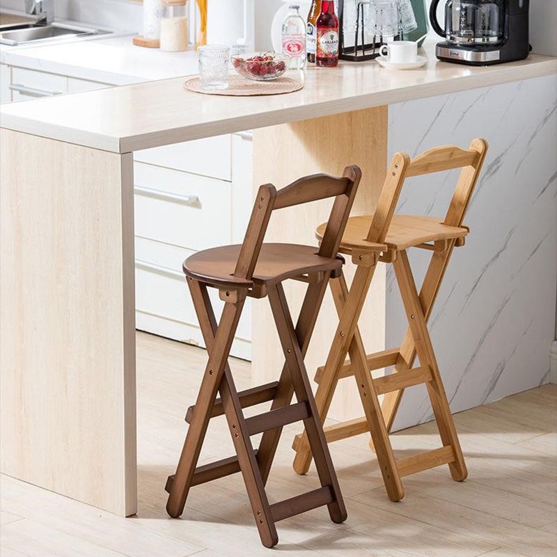 Taburete de bar plegable sin brazos, asiento redondo moderno, taburete de bar con reposapiés de madera