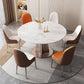 Modern White Round Extendable Dining Table with Metal Pedestal Base Clearhalo 'Dining Tables & Seating' 'Dining Tables' 'dining_table' 'furn' 'furn_dining_table' 'Furniture' 'Kitchen & Dining Furniture' 1200x1200_5c172c3b-c1e4-495b-90ff-8c145cb89e75