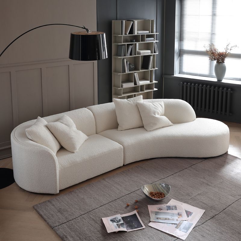 Modern Fabric Sectional with Bolster Pillows 26.77" Tall White L-shape Sectional