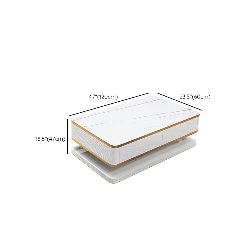 18 "H Glam enkele witte rechthoekige salontafel met opslag