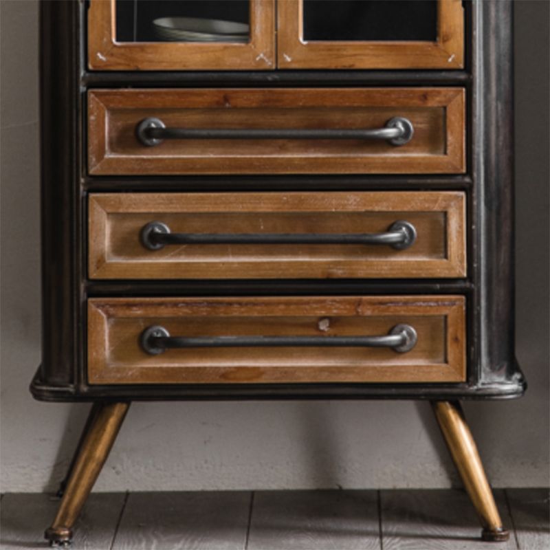 Black Metal Display Stand Glass Doors Traditional Curio Cabinet Clearhalo 'Display & China Cabinets' 'display_china_cabinets' 'furn' 'furn_display_china_cabinets' 'Furniture' 'Kitchen & Dining Furniture' 1200x1200_5c1a024e-1ebe-4429-b0a7-e96b06e7f4c4