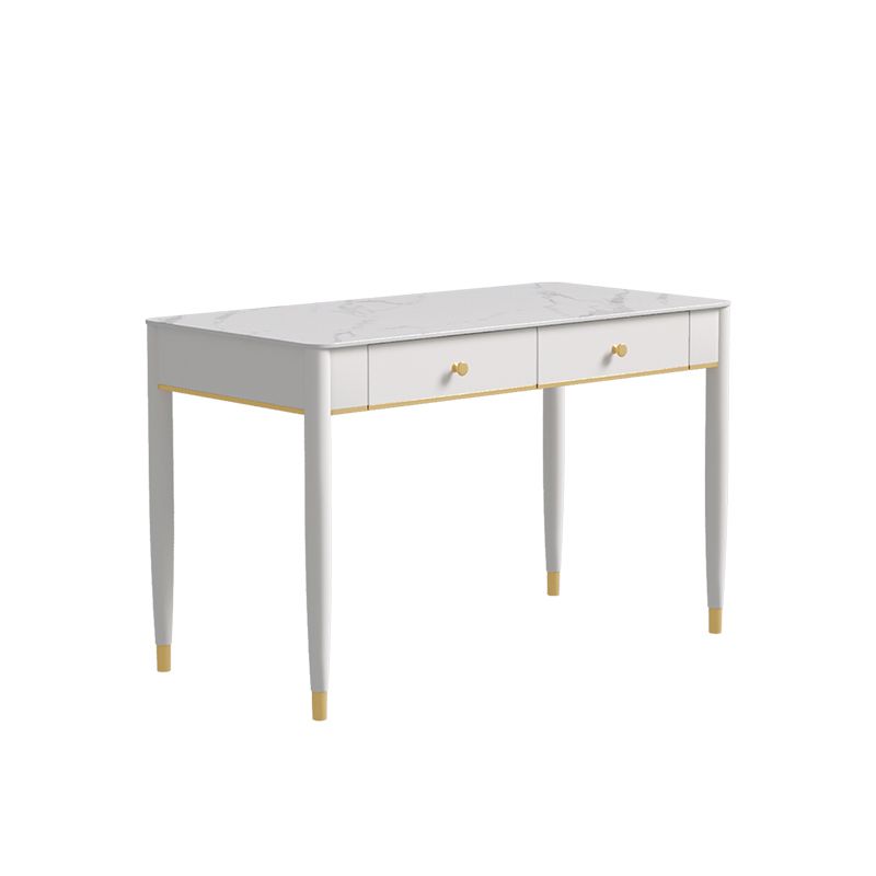 Rectangular Shaped Home Working Tables Stone Writing Desk in White