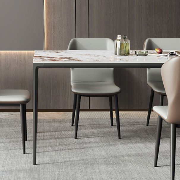 Industrial Style Sintered Stone Table 4 Legs Black Base Rectangle Table for Home Clearhalo ' dining_table' 'Dining Tables & Seating' 'Dining Tables' 'furn' 'furn_dining_table' 'Furniture' 'furniture_dining_table' 'Kitchen & Dining Furniture' 'kitchen&dining_furn' 'kitchen' 'kitchen_dining_table' 1200x1200_5c1b452e-e0f8-4943-8df1-3ea4ce31d60e