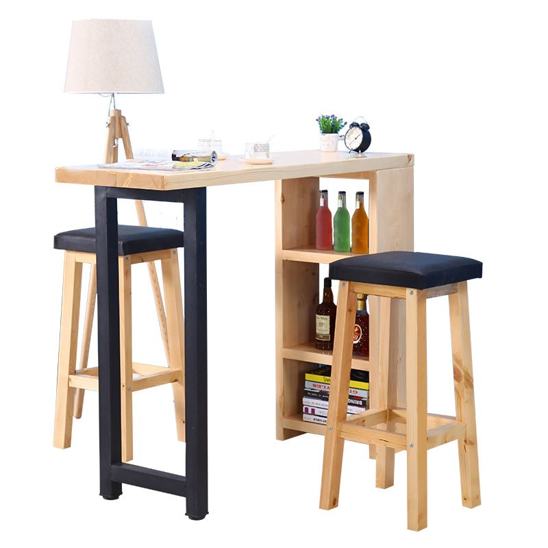 Modern Rectangle Bar Table Set 1/3 Pcs Wooden Brown Bar Table Set Clearhalo 'Bar Furniture' 'furn' 'furn_home_bar_bar_sets' 'Furniture' 'Home Bars & Bar Sets' 'home_bar_bar_sets' 'Kitchen & Dining Furniture' 1200x1200_5c1c36d7-5d46-4234-8ae6-cb8b722e0548