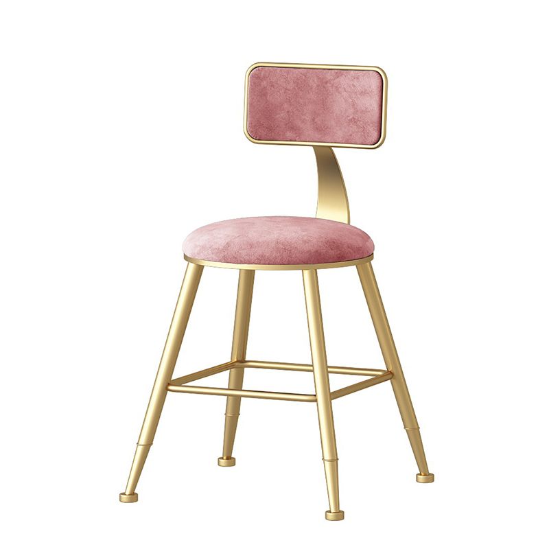 Nordic Style Backrest Counter Stool Iron Cafe Bar Stool with Velvet Cushion and Pedal Clearhalo 'Bar Furniture' 'Bar Stools' 'bar_stools' 'furn' 'furn_bar_stools' 'Furniture' 'furniture_bar_stools' 'Kitchen & Dining Furniture' 1200x1200_5c1dd816-a6a8-401f-8bcb-8144dcadbb31