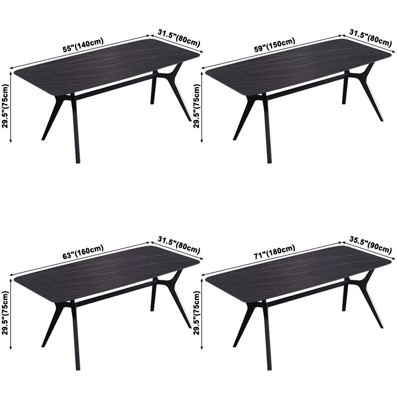 Contemporary Rectangle Dining Table Sintered Stone Dining Table with Black Trestle Base Clearhalo ' dining_table' 'Dining Tables & Seating' 'Dining Tables' 'furn' 'furn_dining_table' 'Furniture' 'furniture_dining_table' 'Kitchen & Dining Furniture' 'kitchen&dining_furn' 'kitchen' 'kitchen_dining_table' 1200x1200_5c1e1ade-3733-4da2-8475-92142c0ff313