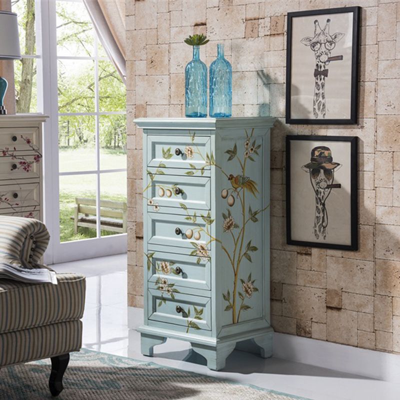 Traditionele verticale slaapkamer borst stevige dennenborst met laden