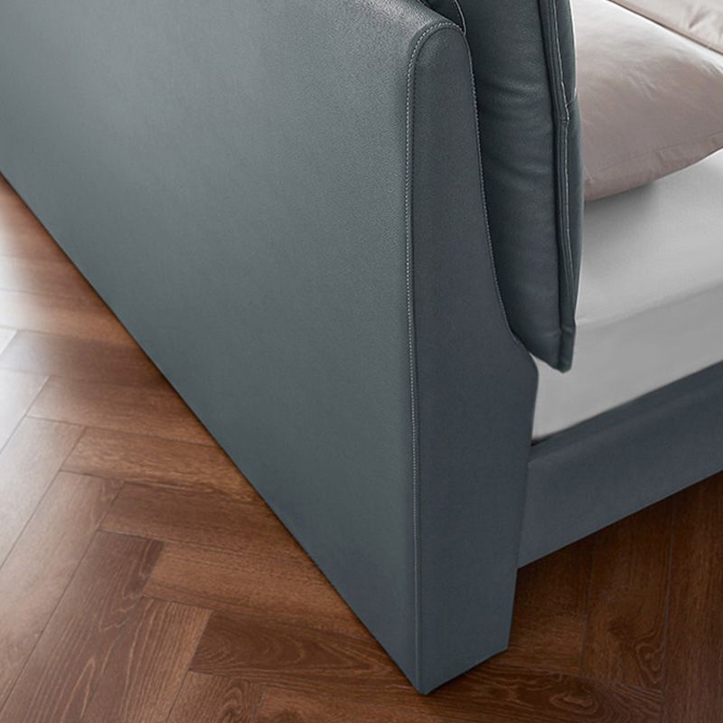 Rectangular Solid Color Panel Bed Genuine Leather Standard Bed with Metal Legs Clearhalo 'Bedroom Furniture' 'Beds' 'furn' 'furn_beds' 'Furniture' 1200x1200_5c200c90-f015-48f1-a103-dabb401fc35f