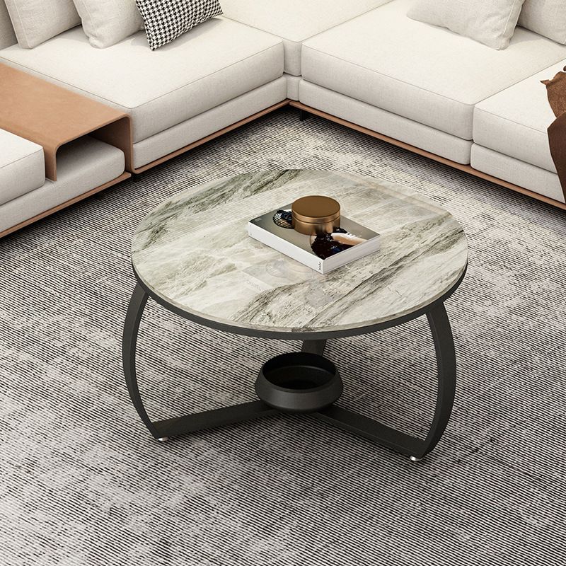 Round Cross Legs Coffee Table Contemporary Cocktail Table for Home Clearhalo 'Coffee & Accent Tables' 'Coffee Tables' 'coffee_tables' 'furn' 'furn_coffee_tables' 'Furniture' 'furniture_coffee_tables' 'Living Room Furniture' 1200x1200_5c2032a4-7361-4df6-9481-0c161e0d1d9a