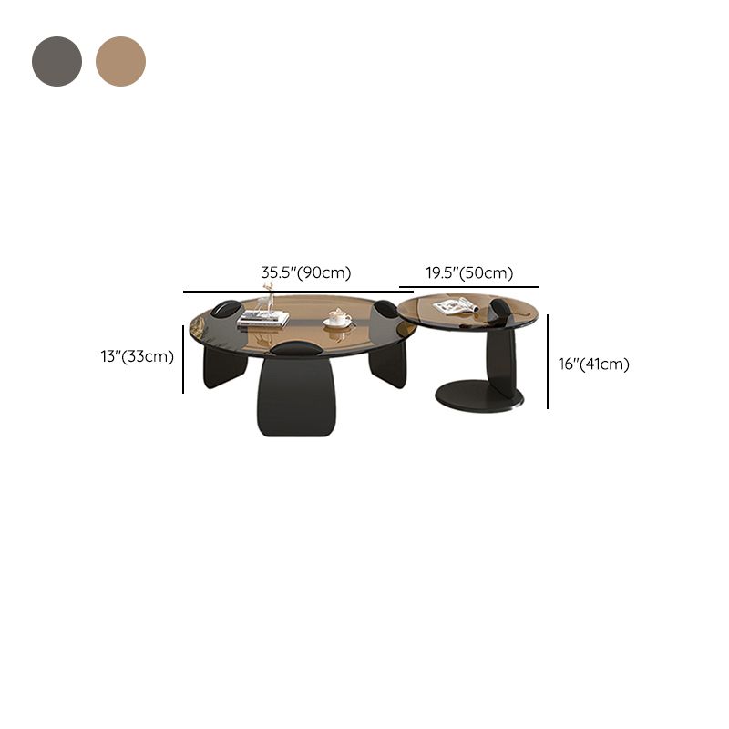 3 Legs Coffee Cocktail Table with Round Glass Top Contemporary Clearhalo 'Coffee & Accent Tables' 'Coffee Tables' 'coffee_tables' 'furn' 'furn_coffee_tables' 'Furniture' 'Living Room Furniture' 1200x1200_5c203495-9676-4ad0-ac5f-55aec881d5e7