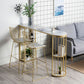 Glam Faux Marble Bistro Table Indoor Iron Double Pedestal Bar Dining Table with 4-Shelf Clearhalo 'Bar Furniture' 'Bar Tables' 'bar_tables' 'furn' 'furn_bar_tables' 'Furniture' 'furniture_bar_tables' 'Kitchen & Dining Furniture' 1200x1200_5c21b5f0-79b3-4dc7-95ea-273e0b6be405