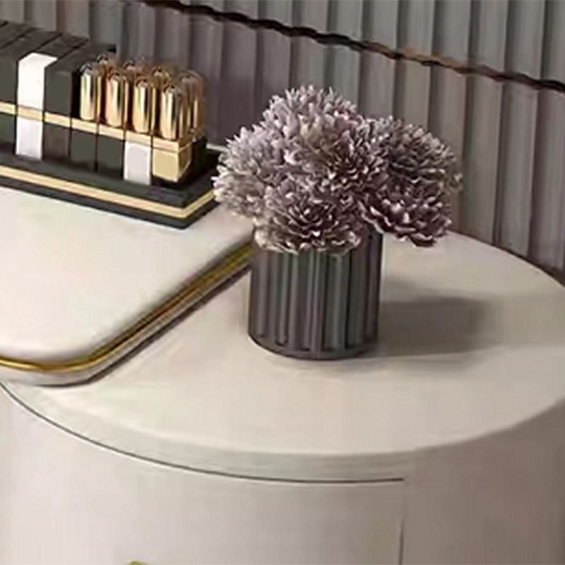 Vanidad de 2 cajones con taburetes y espejo Mesa de tocador de maquillaje de cuero genuino para mujeres