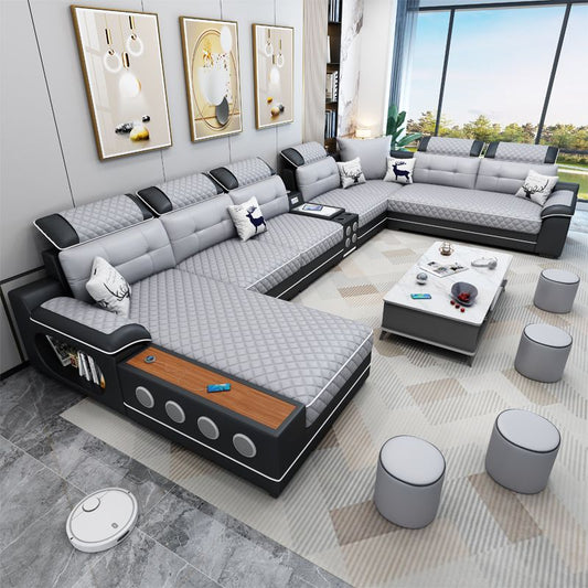 Divano sezionale in pelle finta francese con le braccia