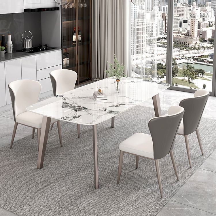 Designer Style Sintered Stone Top Dining Set Rectangle 1/4/5/7 Pieces Dining Table Set Clearhalo 'Dining Room Sets' 'Dining Tables & Seating' 'dining_room_set' 'furn' 'furn_dining_room_set' 'Furniture' 'furniture_dining_room_set' 'Kitchen & Dining Furniture' 1200x1200_5c22c7f0-c722-439b-a28f-0b61ab8537aa
