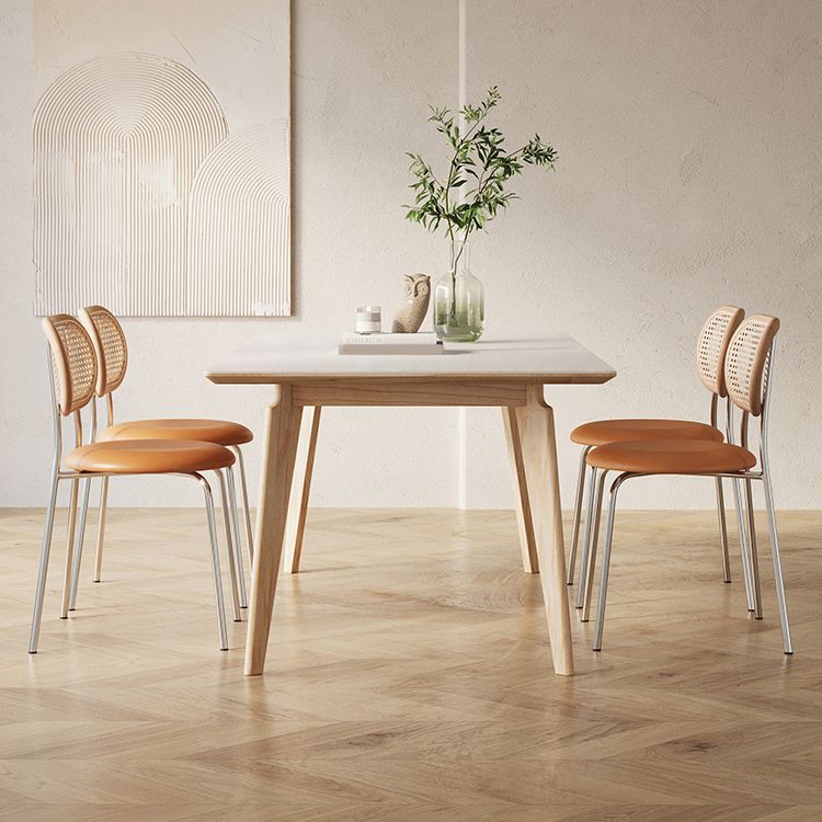 Modern 1/2/5/7 Pieces Dining Set Stone Rectangle Dining Table Set in White Clearhalo 'Dining Room Sets' 'Dining Tables & Seating' 'dining_room_set' 'furn' 'furn_dining_room_set' 'Furniture' 'Kitchen & Dining Furniture' 1200x1200_5c234920-1420-4c2e-9cd3-b3532dd7c807