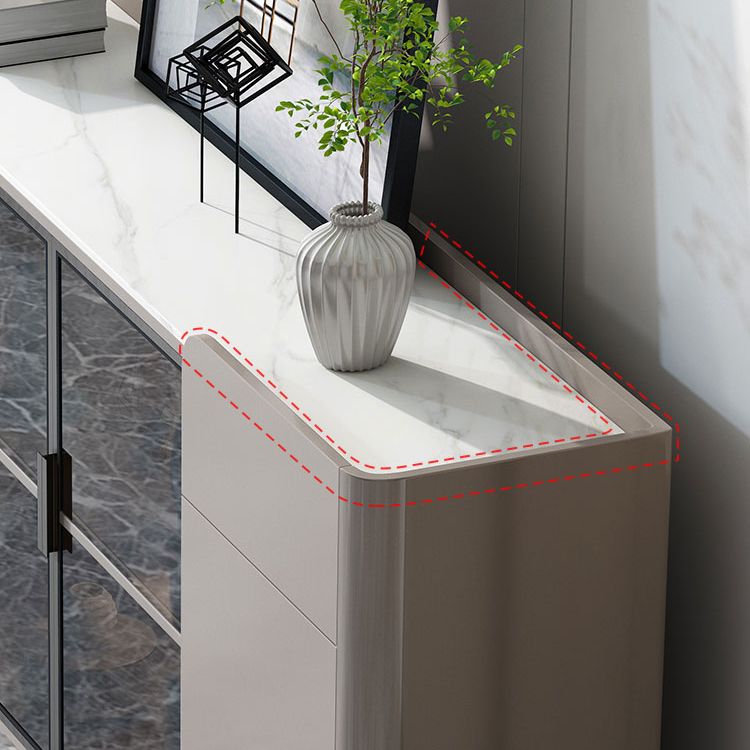 Bouchon contemporain de crédinza avec serveur de lumières LED avec armoires et tiroirs