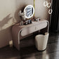Glam Vanity Set Mirror 1 Drawers Leather Gray Standing Make-up Vanity