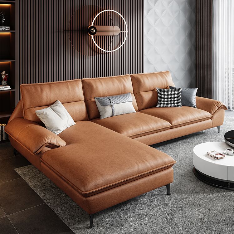 Sewn Pillow Back Faux Leather Pillow Top Arm Sofa with Waterproof and Stain Resistant Clearhalo 'furn' 'furn_sectionals' 'Furniture' 'furniture_sectionals' 'kitchen' 'kitchen_sectionals' 'Living Room Furniture' 'Sectionals' 1200x1200_5c2467d2-a4ea-449c-a029-da8b0152a0e9