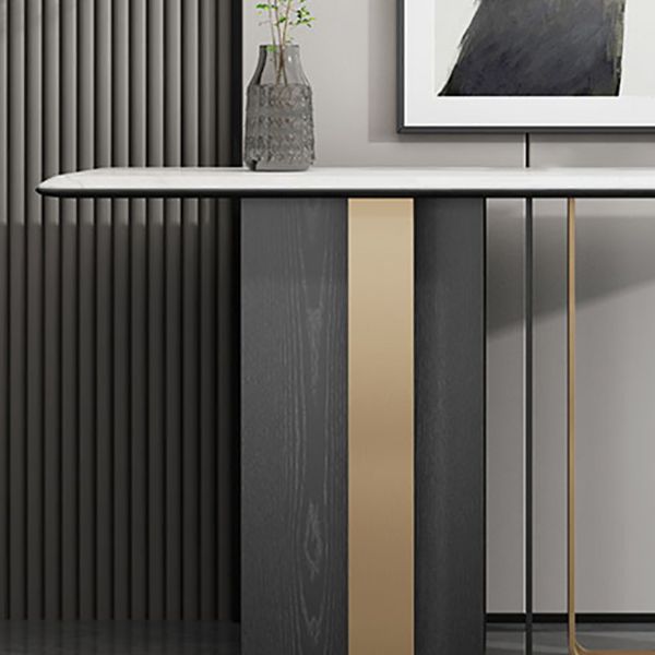 Glam Stone Accent Table Rectangle Console Sofa Table for Hall