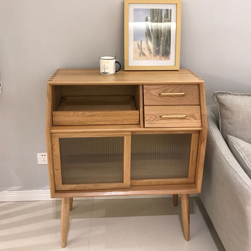 16.5"W√ó38.6"H Sliding Door Dining Server Modern Solid Wood Sideboard Table with 2-drawer Clearhalo 'buffet_sideboard' 'Buffets & Sideboards' 'furn' 'furn_buffet_sideboard' 'Furniture' 'Kitchen & Dining Furniture' 1200x1200_5c2776b7-ec72-46e0-94a1-deae9cbe22c7