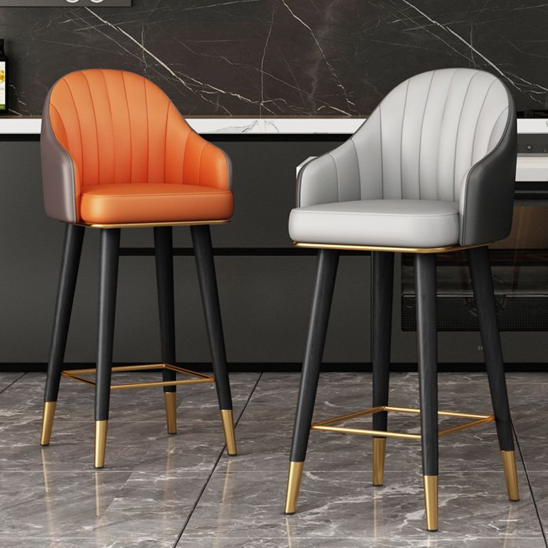 Glam Backrest Bar Stool Leather Counter Stool with Metal Legs Clearhalo 'Bar Furniture' 'Bar Stools' 'bar_stools' 'furn' 'furn_bar_stools' 'Furniture' 'Kitchen & Dining Furniture' 1200x1200_5c282d9f-7aa2-43df-ad91-b5c897032dc0