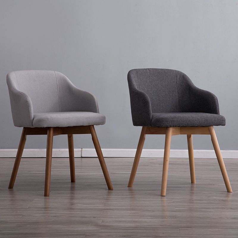 Scandinavian Beech Solid Back Arm Chair Fabric Dining Chair with Natural Legs Clearhalo ' kitchen&dining_furn' 'Dining Chairs' 'Dining Tables & Seating' 'dining_chair' 'furn' 'furn_dining_chair' 'Furniture' 'furniture_dining_chair' 'Kitchen & Dining Furniture' 'kitchen' 1200x1200_5c283fb7-4d25-4bfe-8273-3fa7cae9ec09