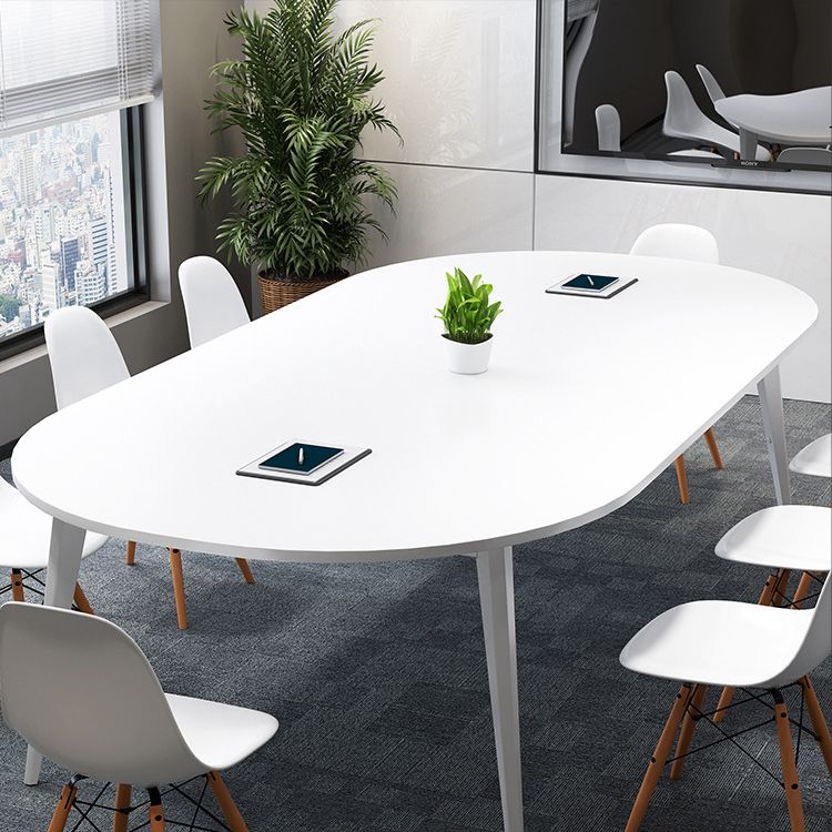 Escritorio de oficina de madera contemporánea Base de escritura ovalada