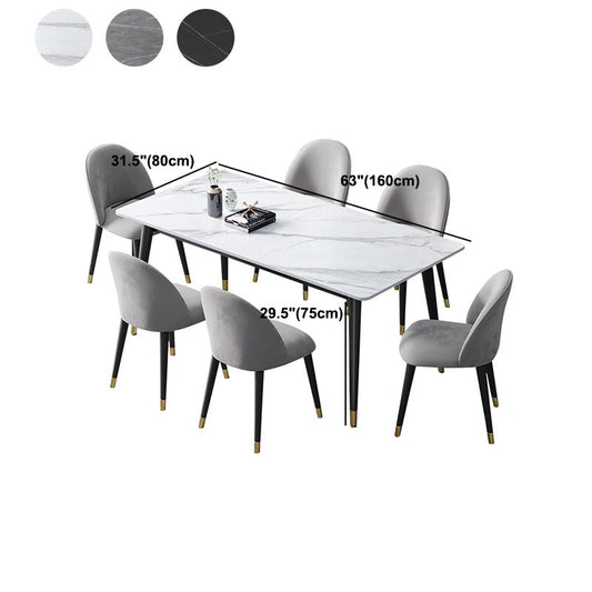 Rectangle 4 Legs Dining Table Modern Dining Room Table of Sintered Stone Clearhalo 'Dining Tables & Seating' 'Dining Tables' 'dining_table' 'furn' 'furn_dining_table' 'Furniture' 'Kitchen & Dining Furniture' 1200x1200_5c28ff90-9b7a-4201-842e-948a2f2a2d4d