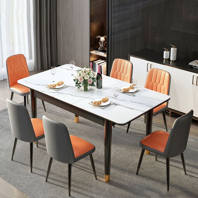 Kitchen Modern Sintered Stone Top Dining Table of Traditional Height with Collapsible Dining Sets Clearhalo 'Dining Room Sets' 'Dining Tables & Seating' 'dining_room_set' 'furn' 'furn_dining_room_set' 'Furniture' 'furniture_dining_room_set' 'Kitchen & Dining Furniture' 'kitchen&dining_furn' 'kitchen' 1200x1200_5c2abadd-ac0e-4bf8-9c76-4df4c7494775