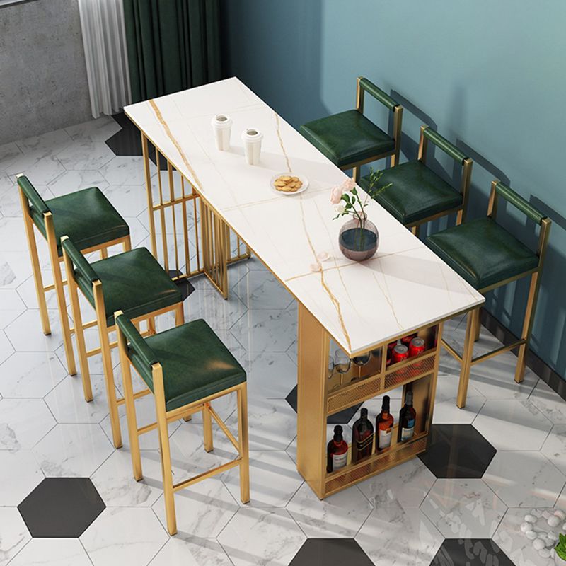 Stile glam 1/2/7 pezzi tavolo da bar rettangolare in pietra set per interno