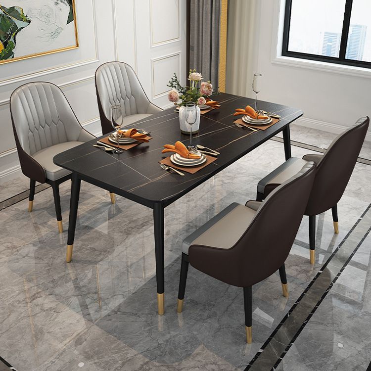 Rectangle 4 Legs Base Dining Table Modern Stone Table for Dining Room Clearhalo 'Dining Tables & Seating' 'Dining Tables' 'dining_table' 'furn' 'furn_dining_table' 'Furniture' 'Kitchen & Dining Furniture' 1200x1200_5c2fee29-a39f-4c52-9217-dd299297414f