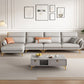 Mid Century Sofa and Chaise in Gray Flared Arm Sewn Pillow Back Sofa Clearhalo 'furn' 'furn_sectionals' 'Furniture' 'Living Room Furniture' 'Sectionals' 1200x1200_5c31fa1c-786a-4818-a2d0-53996e051310