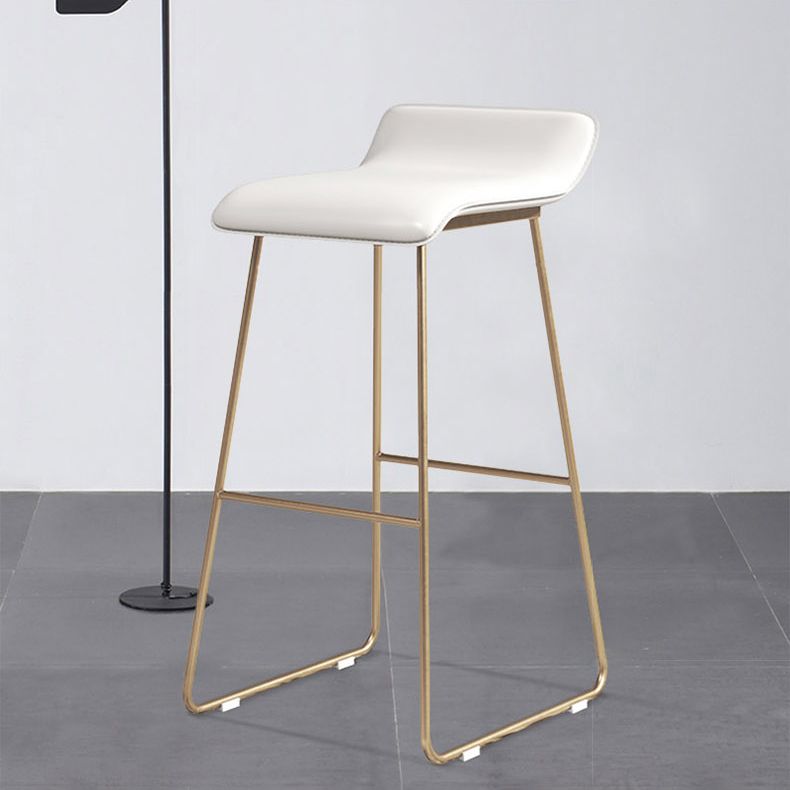 Glam Counter Round Bar Stool Armless Leather Bar Stool with Footrest Iron Base Clearhalo 'Bar Furniture' 'Bar Stools' 'bar_stools' 'furn' 'furn_bar_stools' 'furniture_bar_stools' 'Kitchen & Dining Furniture' 'kitchen&dining_furn' 'kitchen' 'kitchen_furn' Furniture' 1200x1200_5c324197-a26a-4e95-8e3c-f73d28eb61e8