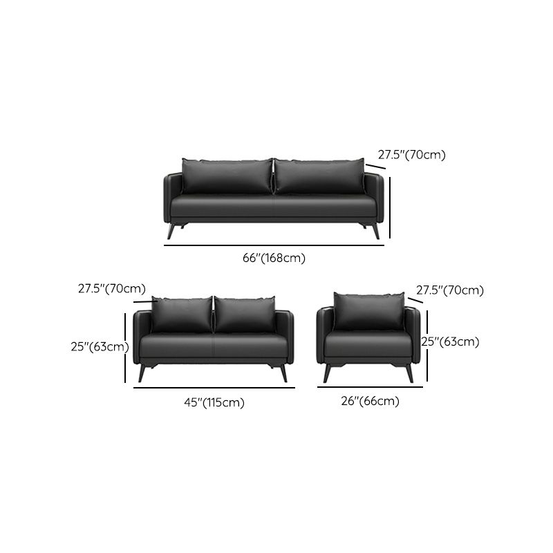 Sofá de almohada de cuero asiento de brazo cuadrado para sala de estar