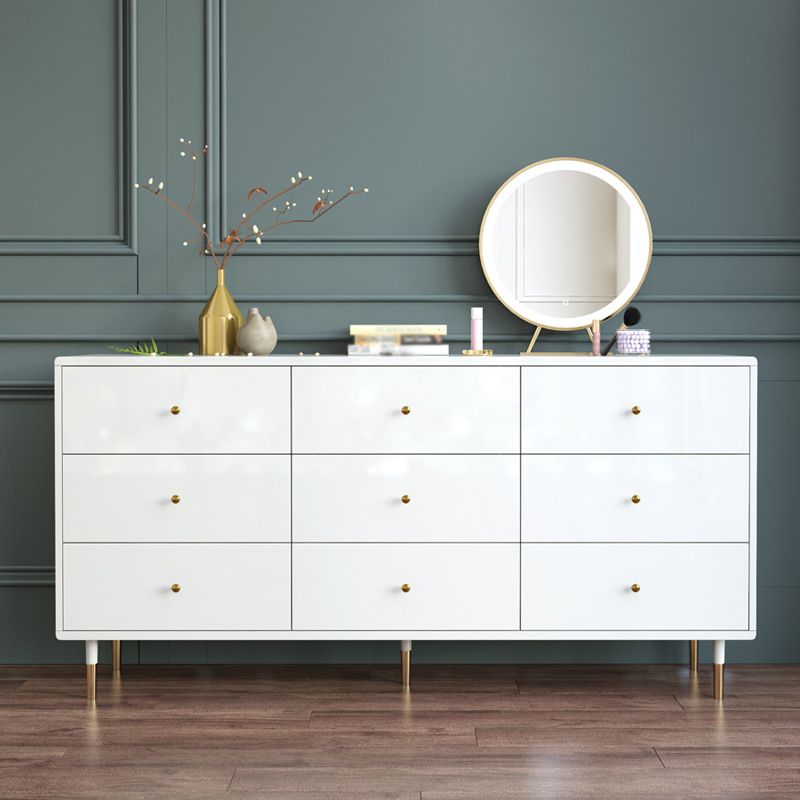White-gold Buffet Table Wood Glam Style Kitchen Table for Dinning Room Clearhalo 'buffet_sideboard' 'Buffets & Sideboards' 'furn' 'furn_buffet_sideboard' 'Furniture' 'Kitchen & Dining Furniture' 1200x1200_5c33719e-2d1d-4bf5-926c-83bceb127b23