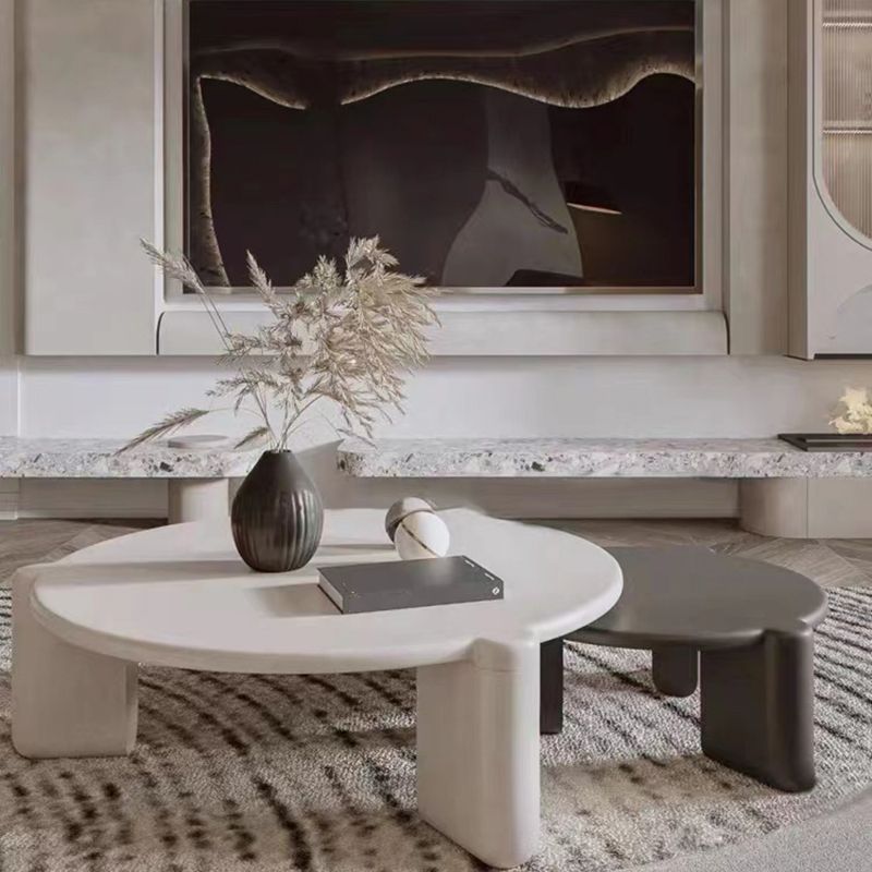 White Goose/black Oak Round Coffee Table with 3 legs Base Cocktail Table Clearhalo 'Coffee & Accent Tables' 'Coffee Tables' 'coffee_tables' 'furn' 'furn_coffee_tables' 'Furniture' 'furniture_coffee_tables' 'Living Room Furniture' 1200x1200_5c33fa45-65a5-426e-b423-c72e189a8d52