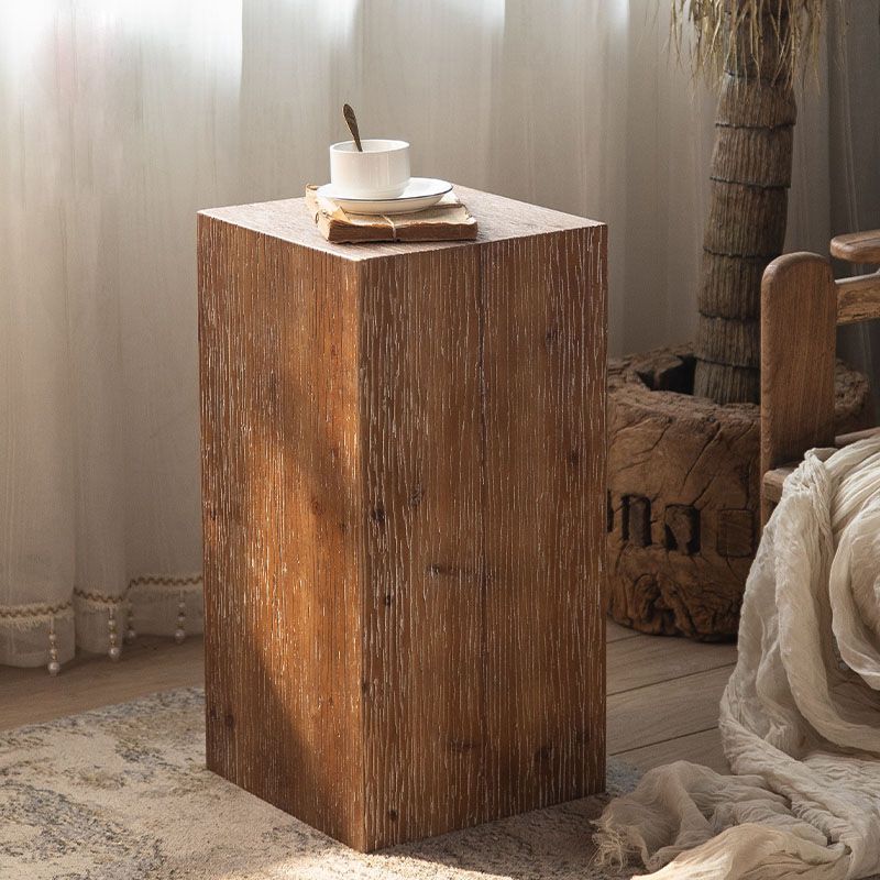 Modern 11.81" Wide Square Top Side Table Brown Wooden End Table