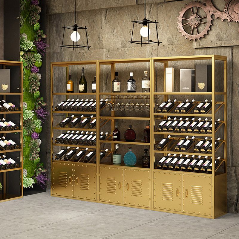 Modern Floor Wine Rack Metal Wine Bottle & Glass Rack for Dining Room