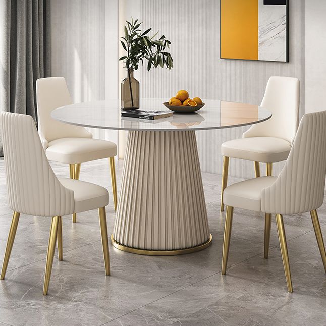 Traditional Luxury Dining Table Round White Sintered Stone Table with Pedestal Base Clearhalo ' dining_table' 'Dining Tables & Seating' 'Dining Tables' 'furn' 'furn_dining_table' 'Furniture' 'furniture_dining_table' 'Kitchen & Dining Furniture' 'kitchen&dining_furn' 'kitchen' 'kitchen_dining_table' 1200x1200_5c34f578-6cb0-4e49-b82f-f0e652147d0b
