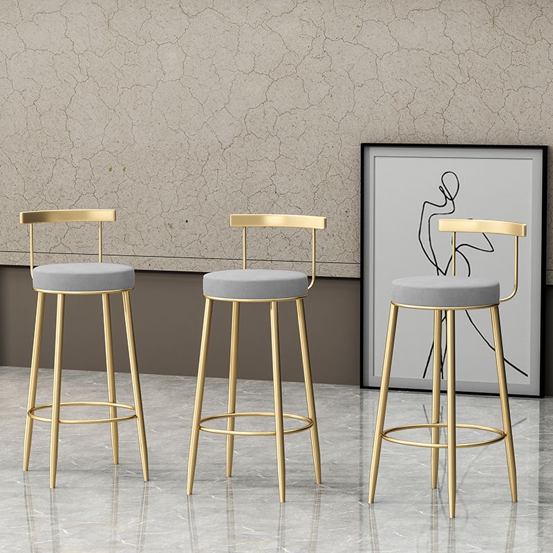 Glam Style Backrest Counter Stool Iron Cafe Bar Stool with Velvet Cushion and Pedal Clearhalo 'Bar Furniture' 'Bar Stools' 'bar_stools' 'furn' 'furn_bar_stools' 'Furniture' 'furniture_bar_stools' 'Kitchen & Dining Furniture' 1200x1200_5c377e79-a2b9-42e9-b031-2bd892e09851