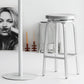 Contemporary Metal Backless Counter Stool in Silver for Home Use
