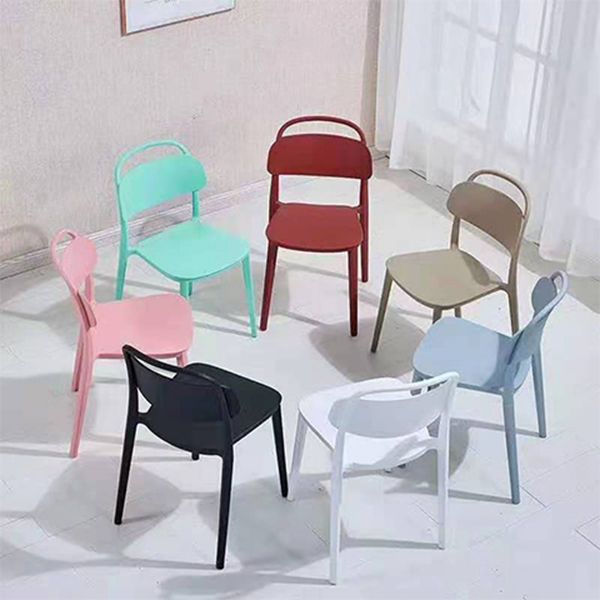 Scandinavian Plastic Chair Stackable Open Back Dining Chair in Matte Finish (Set of 4) Clearhalo ' kitchen&dining_furn' 'Dining Chairs' 'Dining Tables & Seating' 'dining_chair' 'furn' 'furn_dining_chair' 'Furniture' 'furniture_dining_chair' 'Kitchen & Dining Furniture' 'kitchen' 1200x1200_5c3c5772-a33b-490d-a92b-f1f35f612277