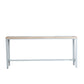 Mesa de bar con base metálica moderna Mesa de bar para patio de madera maciza de hierro blanco