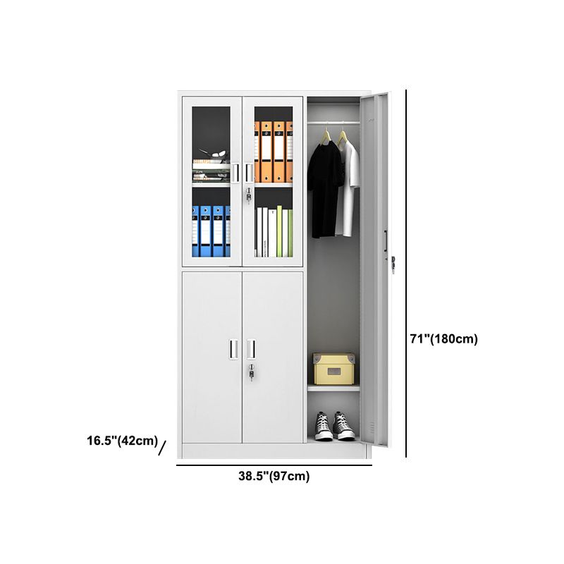 Metal Wardrobe Cabinet Contemporary Hinged Wardrobe Closet for Home Clearhalo 'Armoires & Wardrobes' 'armoires_wardrobes' 'Bedroom Furniture' 'furn' 'furn_armoires_wardrobes' 'Furniture' 1200x1200_5c3fd55a-bc2b-49d0-aeed-9f65f7f9758b