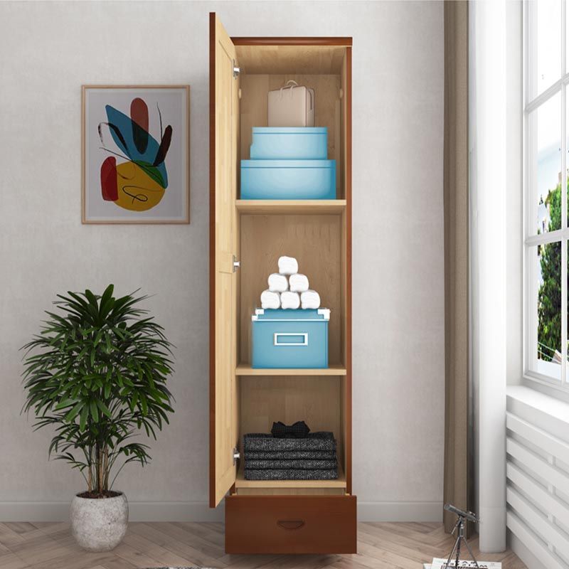 74.8"H Traditional Rubberwood Storage Cabinet with Garment Rod Matte Finish Cabinet Clearhalo 'Armoires & Wardrobes' 'armoires_wardrobes' 'Bedroom Furniture' 'furn' 'furn_armoires_wardrobes' 'Furniture' 1200x1200_5c41140a-022e-4608-8871-9910fd470c4e