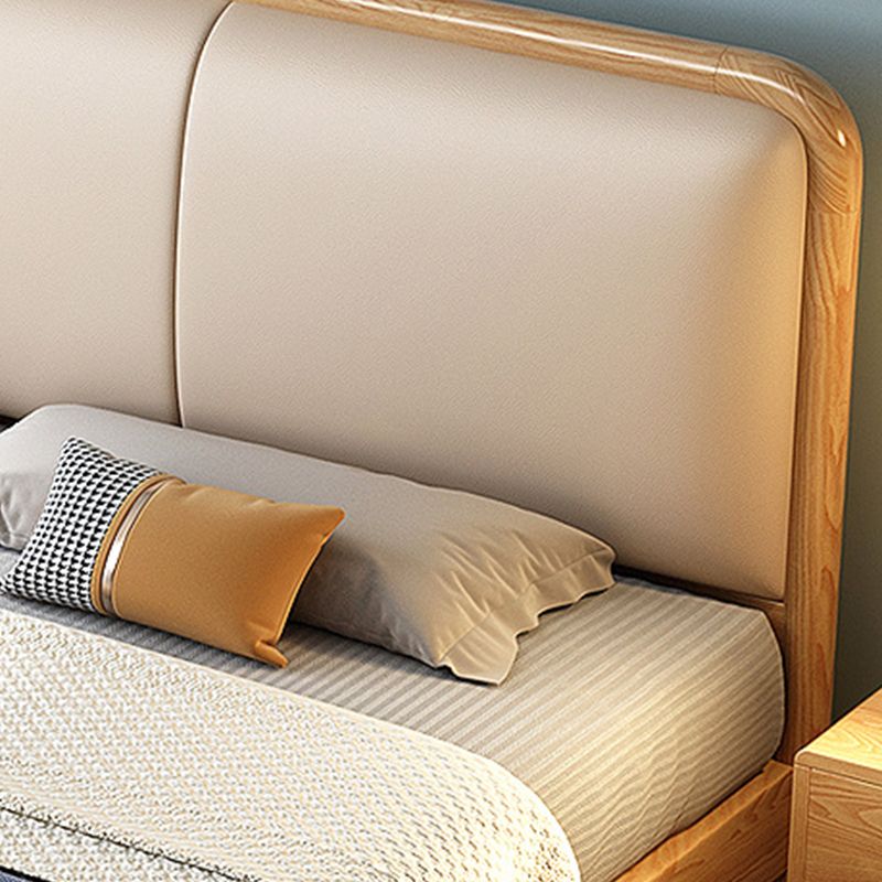 Skandinavianer Aschenpaneelbett natürliche Polsterbettrahmen mit Matratze