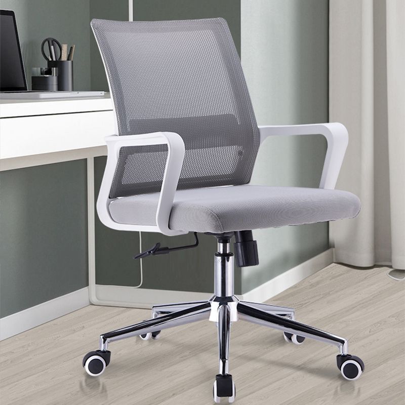 Modern Style Gray Chair Mid Back Fixed Arm Office Chair for Home Clearhalo 'furn' 'furn_office_chair' 'Furniture' 'furniture_office_chair' 'Office Chairs' 'Office Furniture' 'office_chair' 1200x1200_5c41be9d-c20e-4587-a637-b91d0b57a090