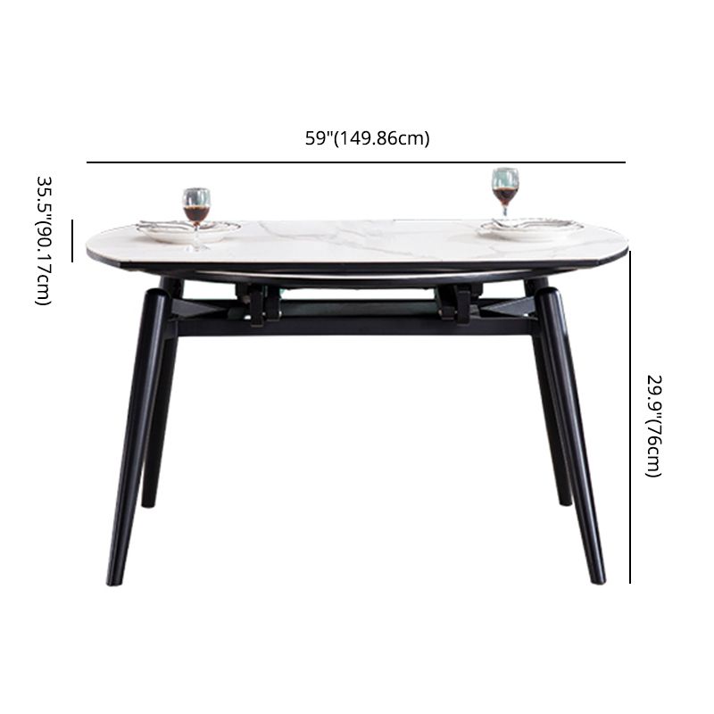 Contemporary Sintered Stone Top Dining Furniture 4 Black Legs Table Collapsible for Kitchen Clearhalo 'Dining Room Sets' 'Dining Tables & Seating' 'dining_room_set' 'furn' 'furn_dining_room_set' 'Furniture' 'furniture_dining_room_set' 'Kitchen & Dining Furniture' 'kitchen&dining_furn' 'kitchen' 1200x1200_5c454420-66d3-470c-a8cc-4bd871135bc4