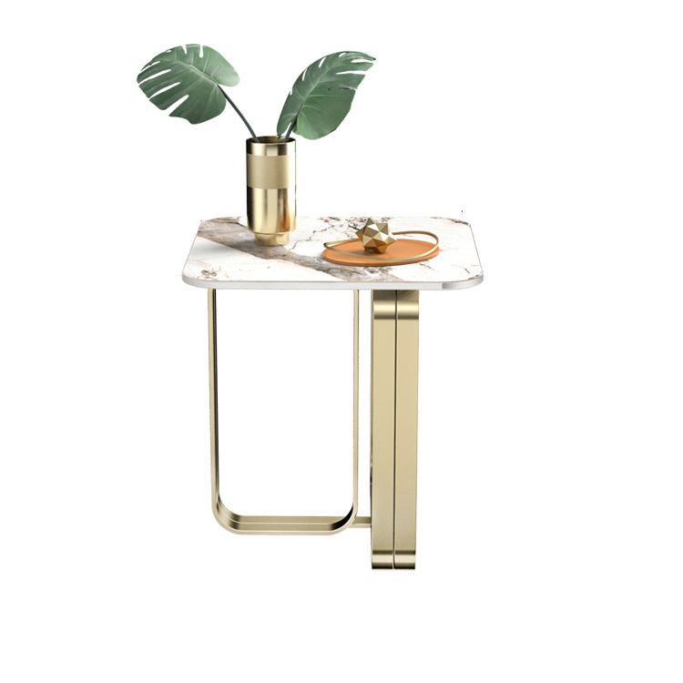 Contemporary Gold Metal Sofa Side Accent Table with Sintered Stone Top Clearhalo 'Coffee & Accent Tables' 'End & Side Tables' 'end_side_table' 'end_side_tables' 'furn' 'furn_end_side_tables' 'Furniture' 'furniture_end_side_table' 'Living Room Furniture' 1200x1200_5c458586-0508-4278-a825-ffc098560da6