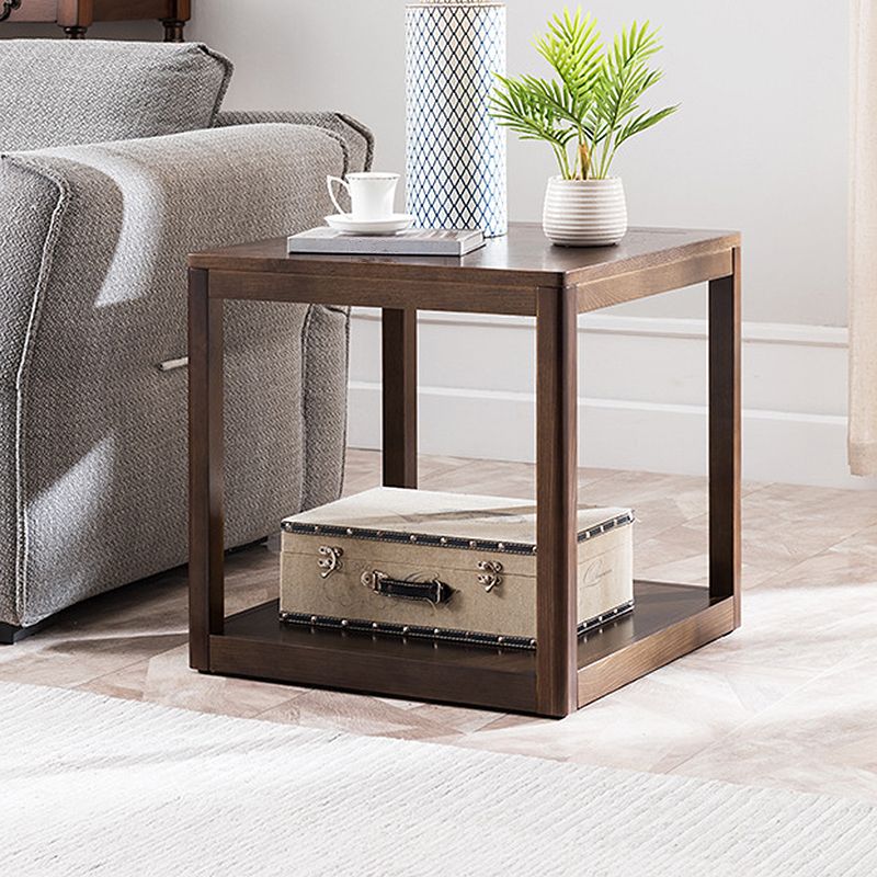 Table de l'extrémité en bois tradiculal Table d'appoint canapé à double niveau pour le salon
